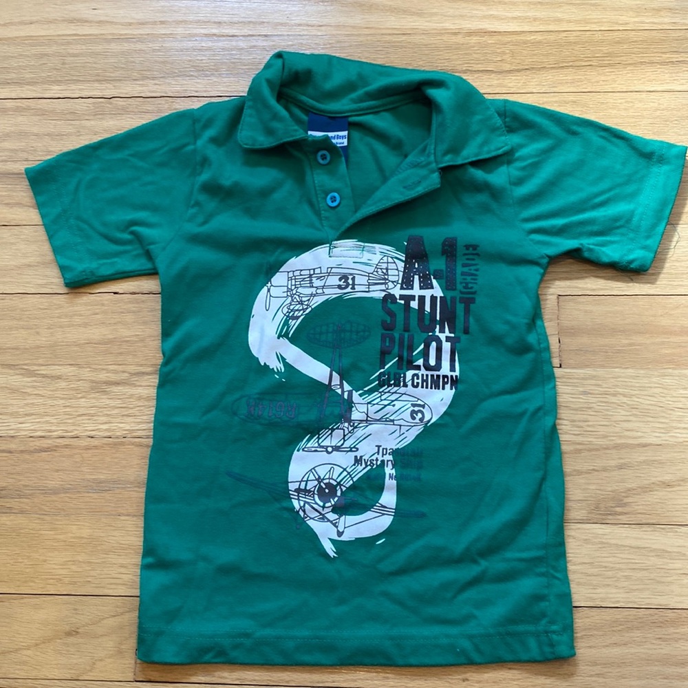 Coney Island boys green collared shirt. Size 4T.